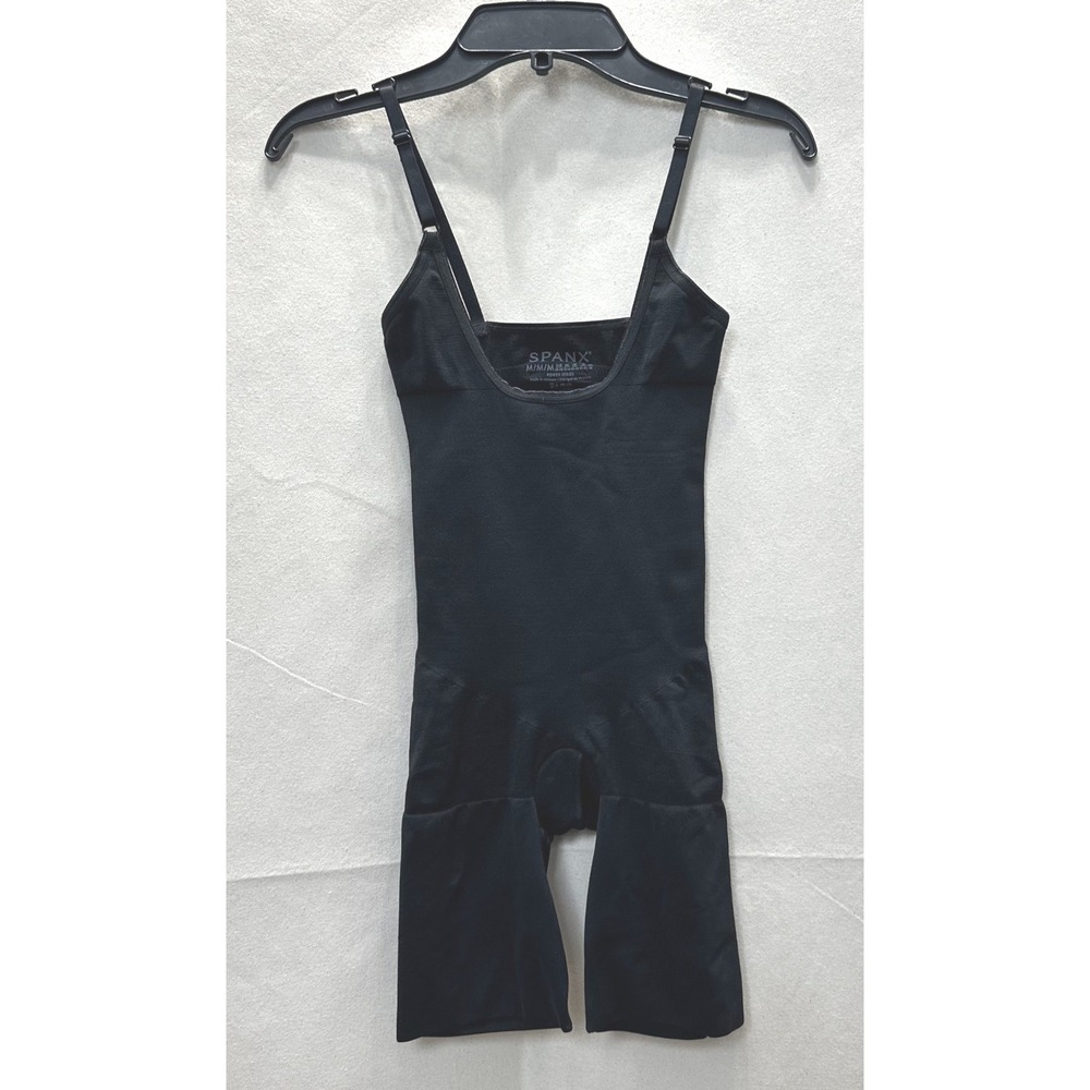 Spanx 10244R Power Series Open Bust Mid-Thigh Bodysuit Shapewear Very Black Med